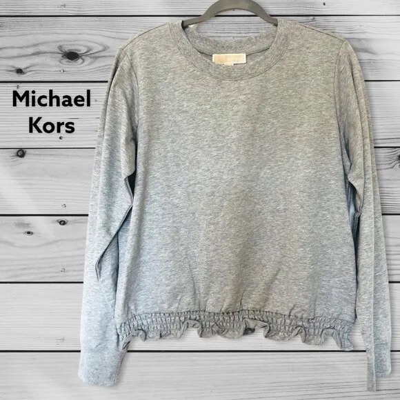 Micheal Kors grey ruffled waist sweatshirt - Picture 1 of 2